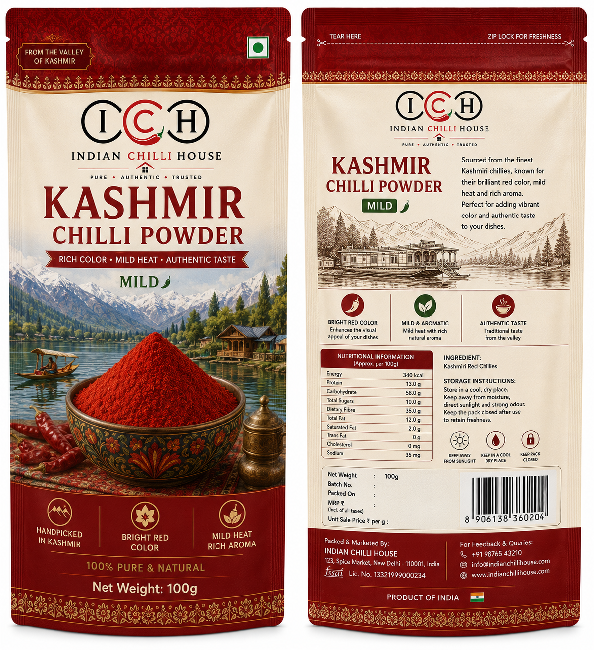 Kashmiri Chilli Powder pack